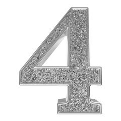 4 number Silver glitter 3D render