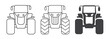 Tractor icon set front view - vector illustration