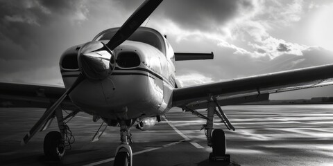 Wall Mural - a black and white photo of a small plane. can be used for aviation-related projects or vintage-theme