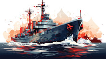 War Ship Illustration Vector