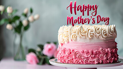 Happy Mother's day decoration background with cake