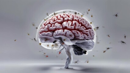 Sticker - artificial human brain with bugs inside