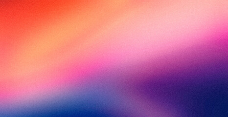 Wall Mural - red orange blue purple grainy gradient background noise texture effect summer poster design seamless