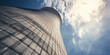 © www.freund-foto.de - Kühltürme vom Atomkraftwerk und Kohlekraftwerk von unten nach oben Ansicht mit Rauch und Himmel