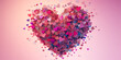 Schönes Herz im glitzernden pink mit rosa Hintergrund zum Muttertag und Valentinstag im Querformat für Banner, ai generativ