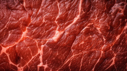 Wall Mural - Close-up of fresh raw red beef meat steak structure. Food background. Generative AI