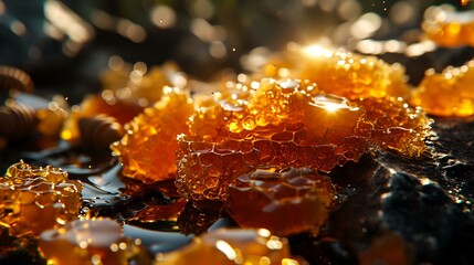 Sticker - Honeycombs on the bark of a tree in the sunlight