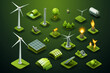 3d Vector Green Energy icon set, Green Energy, Clean Energy, Environmental Alternative Energy Concept