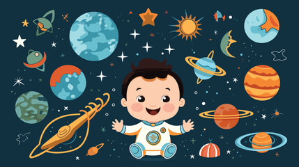 Wall Mural - sense of wonder and discovery within a baby's world in a vector scene featuring tiny hands grasping 