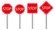 Set of stop sign line icon. Sign, signal, stop, tap, prohibition, brick, car, traffic light, traffic, parking. Vector icon for business and advertising