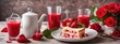 Breakfast table setting for saint valentine's day with hearts. Holiday love concept