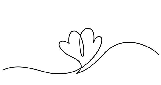 Two hearts in simple one line style. Love background in continuous