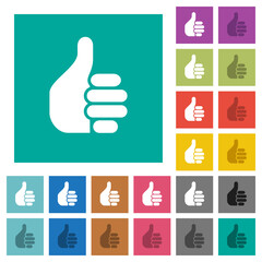 Poster - Left handed thumbs up solid square flat multi colored icons