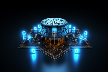 Wall Mural - 3d icon of AI in science and business, Technology and engineering concept