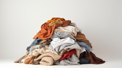 Wall Mural - A pile of clothes on white background , Ai generated image 