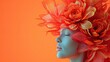 Conceptual 3d illustration, woman and flower head, abstract, acurate details