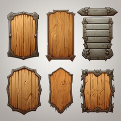 set of wooden signs illustration