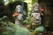 cryptic stone statues hidden in island foliage