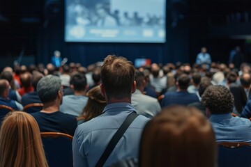 Business conference visitors, auditorium. AI generative