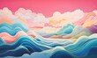 A colorful cloud with wavy lines on it, in the style of surreal 3d landscapes, textural explorations. Generative Ai