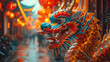 Dragon statue, dragon symbol, dragon Chinese, is a beautiful Thai and Chinese architecture of shrine, temple. A symbol of good luck and prosperity during the Chinese New Year celebrations.