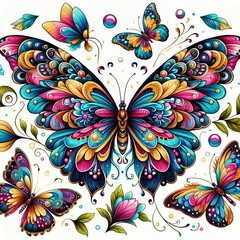 Poster - pattern with butterfly