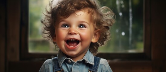 Canvas Print - Small child delighted and grinning after vaccination.