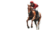 Fototapeta  - Jockey on Horse on Transparent Background