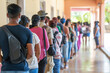 © Anastasiia - Enrollment Process At School: Lineup Of People
