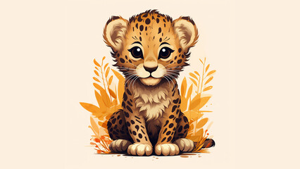 a cute leopard graphic style