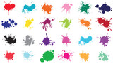 Fototapeta  - Color paint splatter. Spray paint blot element. Colorful ink stains mess.Colorful paint splatters.  Watercolor spots in raw and paint splashes collection,Illustration drop splatter paint.