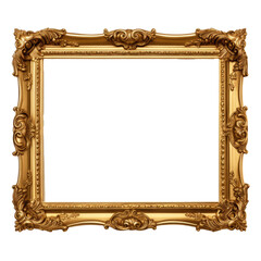 Decorative vintage frames and borders, Gold photo frame, Gilded Gold Picture Frames Vintage Style on transparent background.