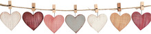 Heart Love Garland Blank Empty Paper Sheet Attached With Wooden Wood Pegs On String Illustration PNG Element Cut Out Transparent Isolated On White Background ,PNG File ,artwork Graphic Design.
