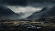 © mehaniq41 - Gloomy foggy mountain landscape. Neural network AI generated art