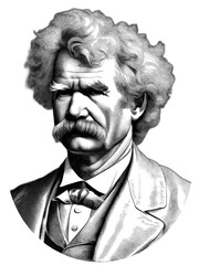 Wall Mural - Portrait of Mark Twain, generative AI	

