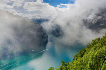 Wall Mural - Geiranger Fjord - one of most visited tourist sites, Norway