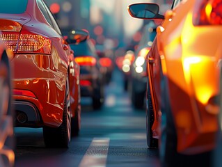 Car traffic jam in the city.