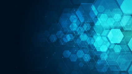 Abstract cube hexagon shape background. Digital technology concept