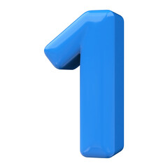 1 number blue 3d render