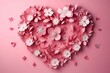 Romantic symbol and blossom in pink, flowery design with heart shape. Generative AI