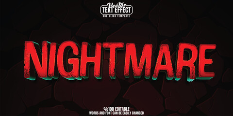 Wall Mural - nightmare editable text effect, customizable horror and halloween 3d font style
