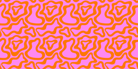 Abstract colorful neon print seamless pattern illustration in retro 80s style. Trendy background with creative line drawing.