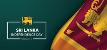 Sri Lanka Independence Day Waving Flag 4 Feb, 2024 Vector Poster 