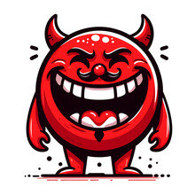 Red Devil Cartoon Illustration With Bold Lines, PNG Transparent Background