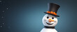 A playful snowman wearing a charming hat made of lego pieces comes to life in an animated cartoon, bringing joy and wonder to the winter landscape