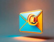 Colorful 3d email icon on blue background. 3D rendering.
