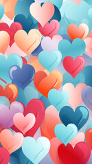 Wall Mural - Valentine's Day card. Colorful hearts background.