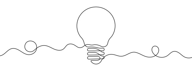 Wall Mural - Continuous editable line drawing of light bulb. Light bulb icon in one line.
