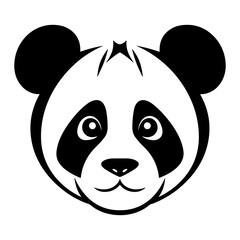 Sticker - Panda face. Black panda icon in flat style.