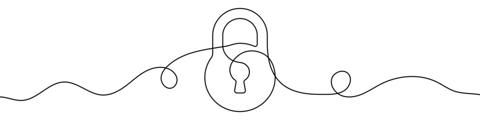 Wall Mural - continuous editable line drawing of padlock. single line padlock icon.